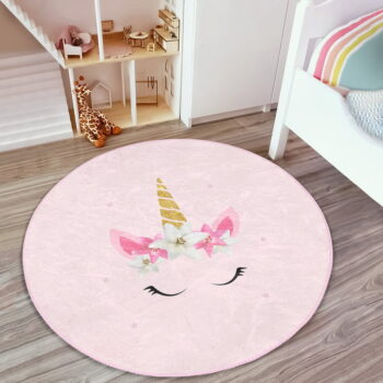 Ružový detský koberec ø 80 cm Comfort – Mila Home - Image 3