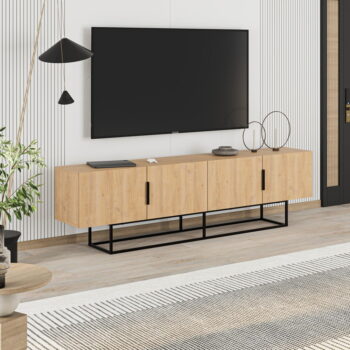 TV stolík v dekore duba v prírodnej farbe 200x55 cm Titan – Marckeric – Obrázok 7