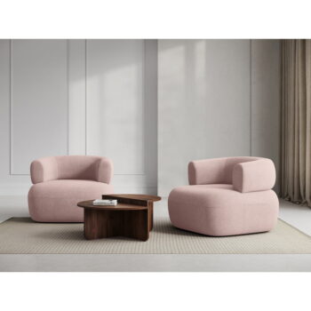 Svetloružové kreslo z textílie buklé Jenny – Micadoni Home - Image 4