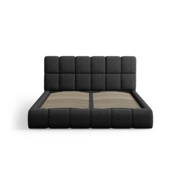 Čierna čalúnená dvojlôžková posteľ s úložným priestorom s roštom 200x200 cm Bellis – Micadoni Home - Image 3