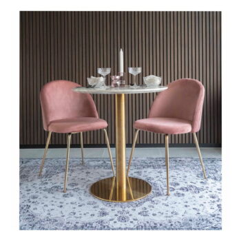 Okrúhly jedálenský stôl s doskou v dekore mramoru ø 70 cm Bolzano – House Nordic - Image 3