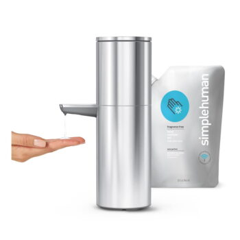Nástenný bezdotykový oceľový dávkovač mydla v matne striebornej farbe 946 ml – simplehuman - Image 2