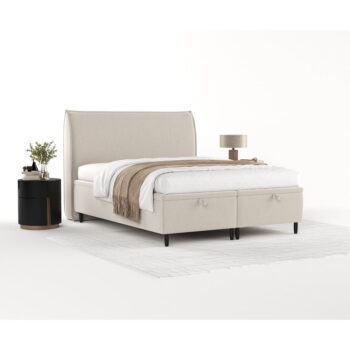 Béžová čalúnená dvojlôžková posteľ s úložným priestorom 200x200 cm Pearl – Maison de Rêve - Image 8
