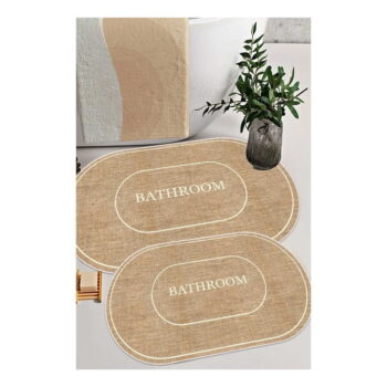 Hnedo-krémové kúpeľňové predložky v súprave 2 ks 60x90 cm Jute Look – Mila Home - Image 2