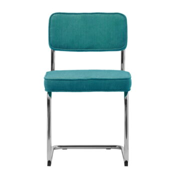 Tyrkysová menčestrová jedálenská stolička Rupert – Unique Furniture – Obrázok 2