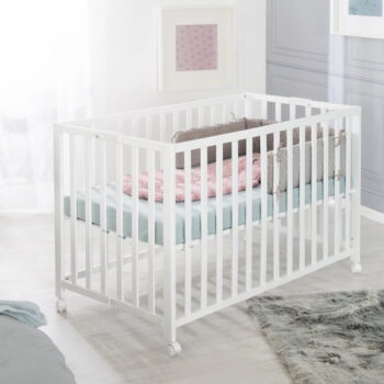 Biela skladacia postieľka na kolieskach 60x120 cm Fold up – Roba - Image 4