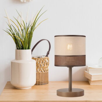 Tmavo hnedá stolná lampa s textilným tienidlom, výška 30 cm Andrea – LAMKUR - Image 2