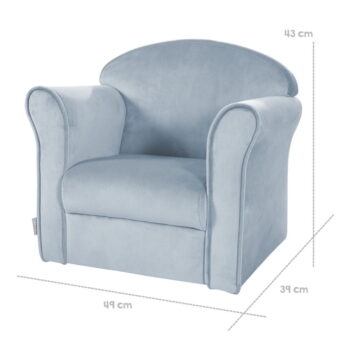 Svetlomodré zamatové detské kresielko Lil Sofa – Roba - Image 5