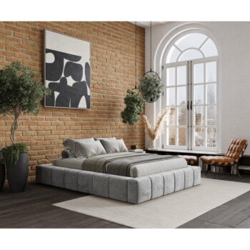 Svetlosivá čalúnená dvojlôžková posteľ s úložným priestorom s roštom 160x200 cm Aruba L – Maison de Rêve - Image 10