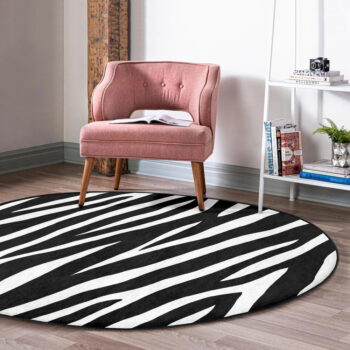 Čierno-biely prateľný okrúhly koberec vhodný pre robotické vysávače ø 80 cm Comfort – Mila Home – Obrázok 2