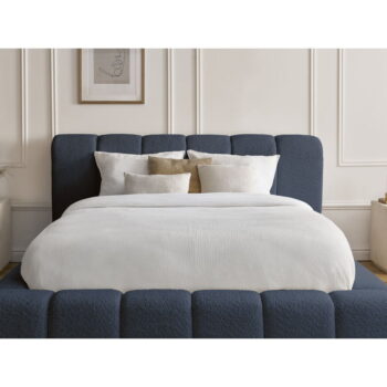 Tmavomodrá čalúnená dvojlôžková posteľ s úložným priestorom s roštom 180x200 cm Denali – Bobochic Paris - Image 2