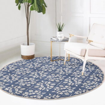 Modrý prateľný okrúhly koberec vhodný pre robotické vysávače ø 100 cm Comfort – Mila Home - Image 2