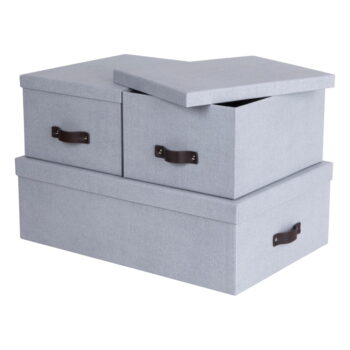 Svetlosivé kartónové úložné boxy s vekom v súprave 3 ks 31x47x15 cm Inge – Bigso Box of Sweden - Image 8