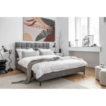 Sivá čalúnená dvojlôžková posteľ s roštom 160x200 cm Eve – Miuform - Image 5