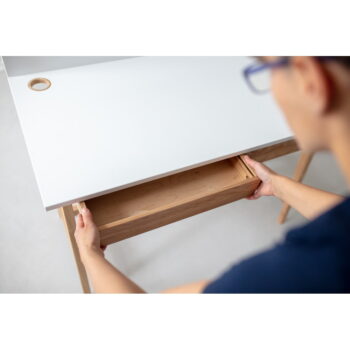 Sivý písací stôl s podnožím z jaseňového dreva Ragaba Luka, dĺžka 85 cm - Image 7