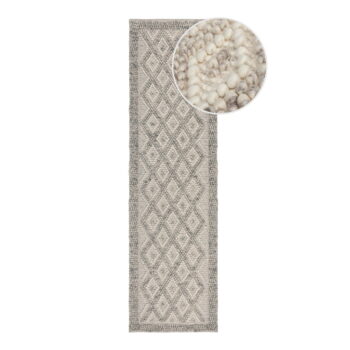 Sivý ručne tkaný behúň s prímesou vlny 60x230 cm Minerals Diamond – Flair Rugs