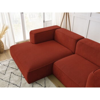 Rohová pohovka z textílie buklé v tehlovej farbe (ľavý roh) Zephyr – Bobochic Paris – Obrázok 4