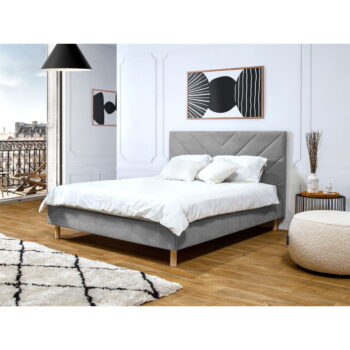 Svetlosivá čalúnená dvojlôžková posteľ s roštom 160x200 cm Romane – Bobochic Paris - Image 2