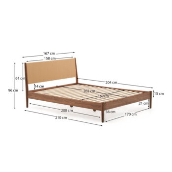 Tmavohnedá dvojlôžková posteľ s roštom 160x200 cm Elan – Kave Home - Image 3