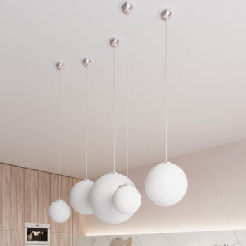 Biele závesné svietidlo so skleneným tienidlom ø 40 cm Bianco – Nice Lamps - Image 2