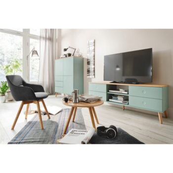 Zelený TV stolík s nohami v dekore dubového dreva Tenzo Dot, šírka 162 cm - Image 6