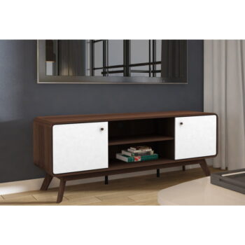 Bielo-hnedý TV stolík v dekore orecha 140x53 cm Caitlin – Støraa - Image 4