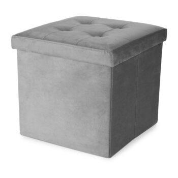 Sivý zamatový taburet – Compactor - Image 2