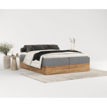 Boxspring posteľ s úložným priestorom v sivo-prírodnej farbe 180x200 cm Faro – Maison de Rêve - Image 6