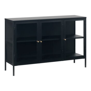 Čierna kovová vitrína 132x85 cm Carmel – Unique Furniture - Image 3