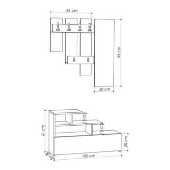 Biela predsieňová zostava Vesty – Kalune Design – Obrázok 3