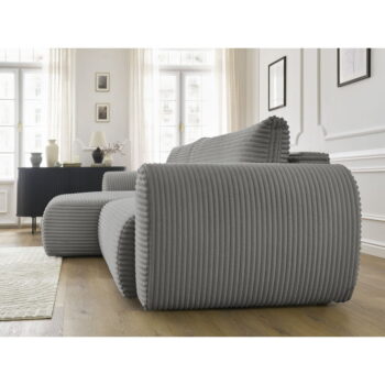 Tmavosivá menčestrová rozkladacia rohová pohovka (ľavý roh) Lucien – Bobochic Paris - Image 10