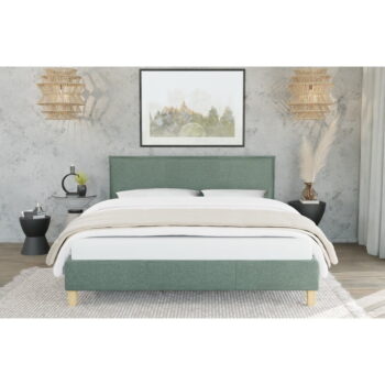 Zelená čalúnená jednolôžková posteľ s roštom 90x200 cm Tina – Ropez - Image 3