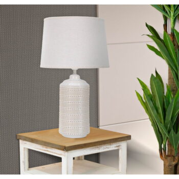 Biela keramická stolová lampa s textilným tienidlom (výška 47 cm) Point – Mauro Ferretti - Image 2