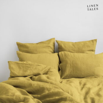 Žlté ľanové predĺžené obliečky na dvojlôžko 200x220 cm - Linen Tales – Obrázok 2