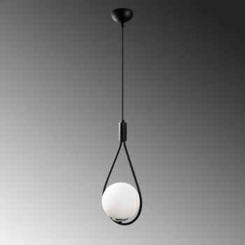 Čierno-biele závesné svietidlo so skleneným tienidlom Mudoni – Opviq lights - Image 4