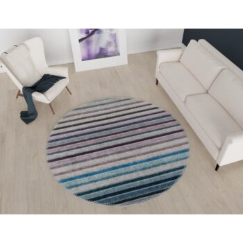 Modro-sivý umývateľný okrúhly koberec ø 80 cm – Vitaus - Image 2