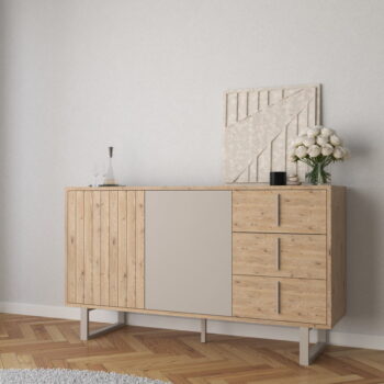 Nízka komoda v dekore duba v sivo-prírodnej farbe 140x80 cm Millay – Marckeric - Image 7