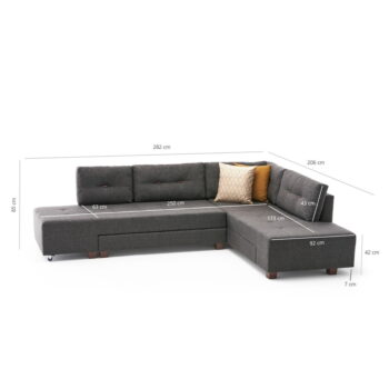 Tmavosivá rozkladacia rohová pohovka (pravý roh) Manama – Balcab Home - Image 10