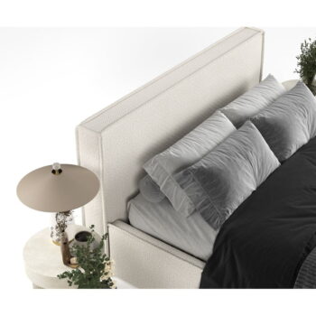 Krémová čalúnená dvojlôžková posteľ s úložným priestorom s roštom 180x200 cm Lounge L – Maison de Rêve – Obrázok 2