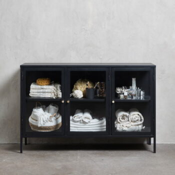 Čierna kovová vitrína 132x85 cm Carmel – Unique Furniture - Image 5