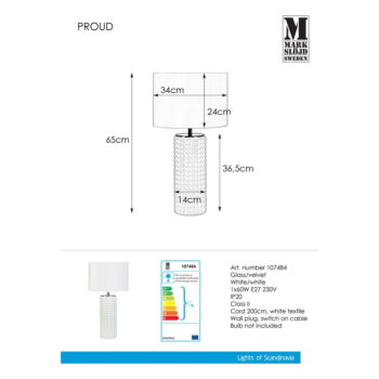 Biela stolová lampa Markslöjd Proud, ø 34 cm - Image 3