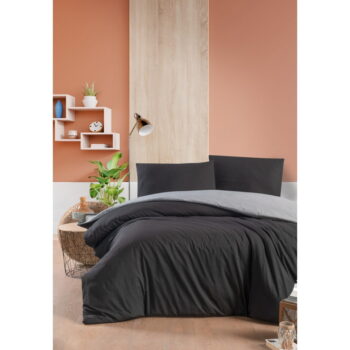 Čierno-sivé bavlnené obliečky na jednolôžko/predĺžené s plachtou 160x220 cm - Mila Home – Obrázok 2