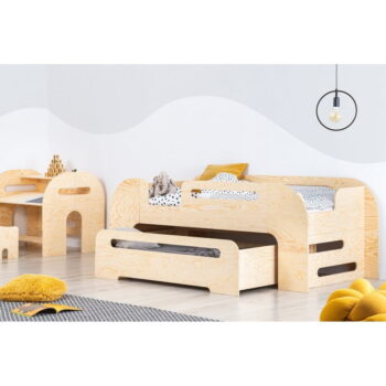 Detská posteľ s výsuvným lôžkom v prírodnej farbe 80x200 cm AIKO – Adeko – Obrázok 3