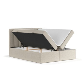 Béžová boxspring posteľ s úložným priestorom 160x200 cm Novento – Maison de Rêve - Image 10