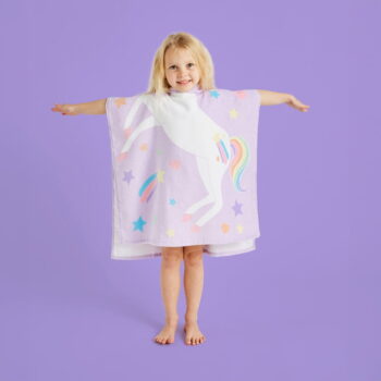 Fialové bavlnené detské pončo Unicorn – Catherine Lansfield - Image 3