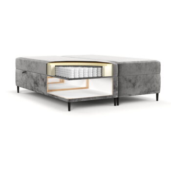 Tmavosivá boxspring posteľ s úložným priestorom 200x200 cm Araya – Maison de Rêve - Image 3