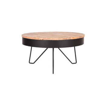 Čierny konferenčný stolík s doskou z mangového dreva LABEL51 Saran, ⌀ 80 cm - Image 3