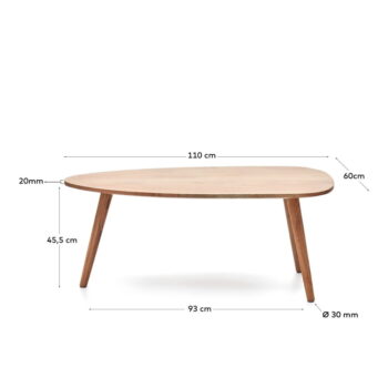 Konferenčný stolík z masívu akácie v prírodnej farbe 60x110 cm Eluana – Kave Home – Obrázok 5