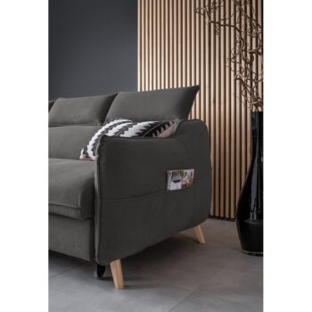 Tmavosivá zamatová rozkladacia rohová pohovka (ľavý roh) Sweet Harmony – Miuform – Obrázok 6