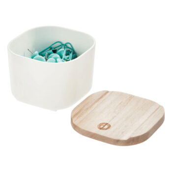 Biely úložný box s vekom z dreva paulownia iDesign Eco, 9 x 9 cm - Image 4